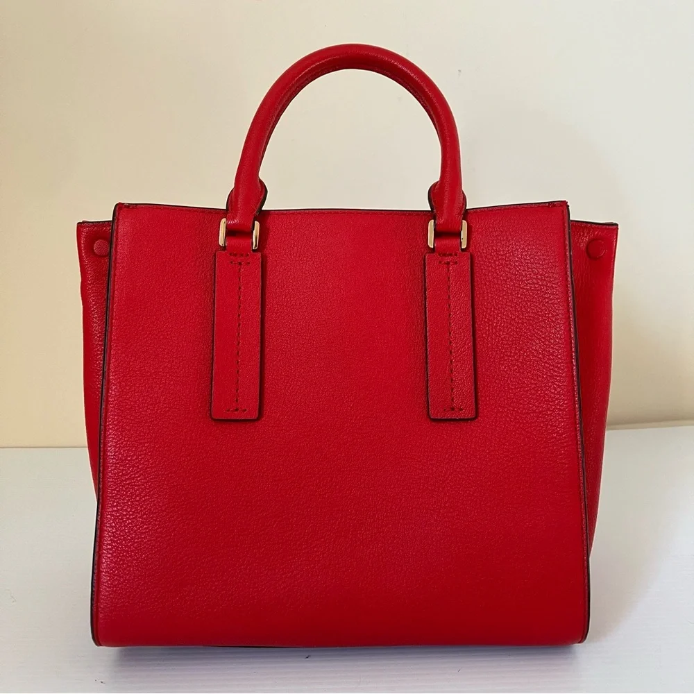 Michael Michael Kors Alessa Medium Pebbled Leather Satchel in Red